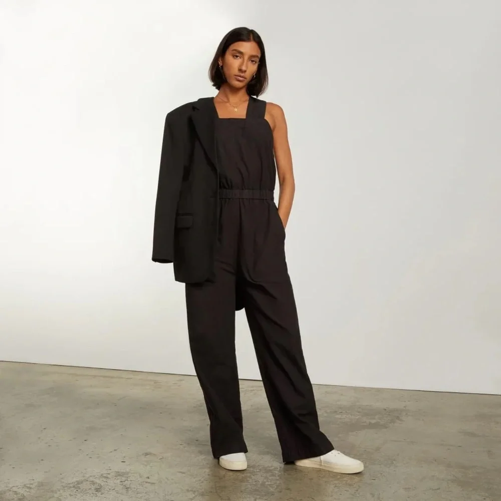 Everlane Women’s The Fatigue Apron Cotton/Linen Jumpsuit in Black Size 2